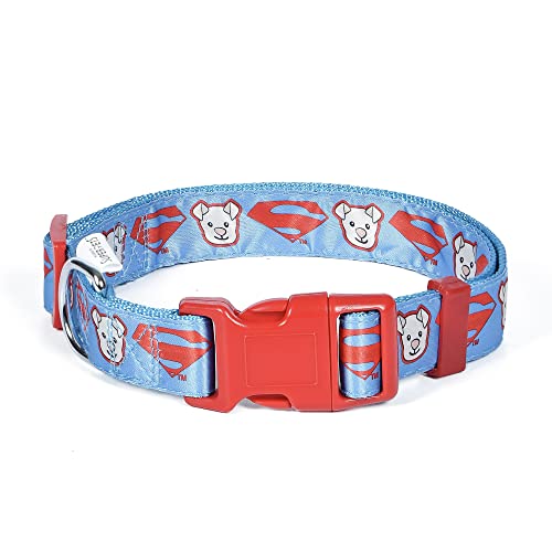 DC Comics League of Super-Pets Krypto Superman-Hundehalsband, Größe L, offiziell lizenziertes DC League of Super-Pets Hundehalsband | großes Hundehalsband DC Krypto Superman Stil mit D-Ring für Leine von DC Comics