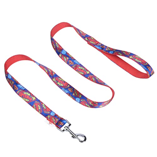 DC Comics Superman-Hundeleine, 183 cm, Rot und Blau, lässt Sich leicht an jedem Hundehalsband oder Geschirr befestigen | 182,9 cm Hundeleine mit Superman-Design von DC Comics