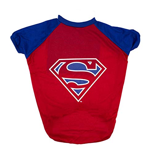 DC Comics for Pets Superman T-Shirt für Hunde, Größe L | Superman-Logo | Superhelden-Hunde-Shirt | weiche und bequeme Kleidung für große Hunde, Rot und Marineblau von DC Comics