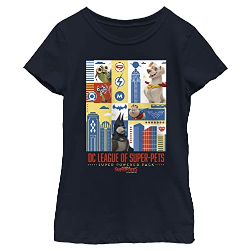 DC League of Super-Pets Mädchen Pets Cover T-Shirt, Marineblau, X-Large, Marineblau, X-Large von DC Comics