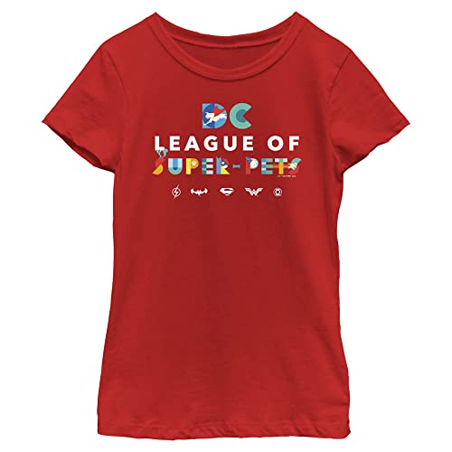 DC League of Super-Pets Mädchen League of Pets T-Shirt, Rot/Ausflug, einfarbig (Getaway Solids), Large von DC Comics