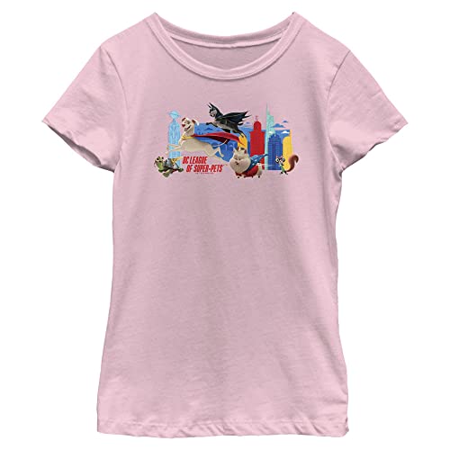 DC League of Super-Pets Mädchen Super Pets Groupshot T-Shirt, Pink, Größe S, Pink, Small von DC Comics