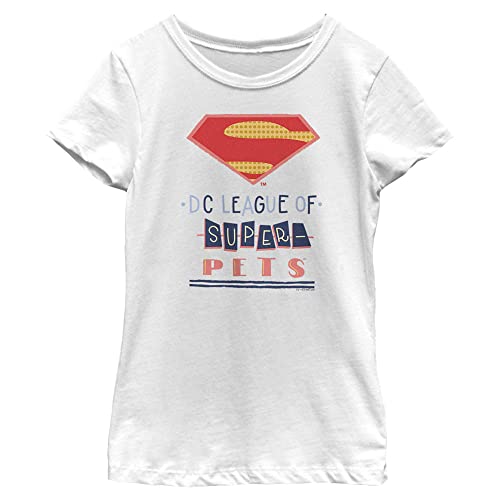 DC League of Super-Pets Mädchen Super Pets Icon T-Shirt, Weiß, Größe M, Weiss/opulenter Garten, Medium von DC League of Super-Pets