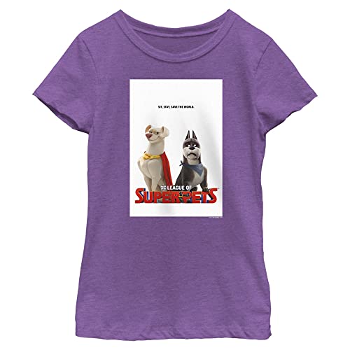 DC League of Super-Pets Mädchen Super Pets Poster T-Shirt, Pur Berry, Large von DC League of Super-Pets