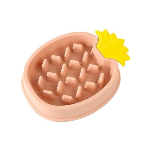 DCNIYT 1 x Ananas-Erdbeerförmiger Futternapf, Anti-Erstickung, Hundefutter, Wasserbecken, langsames Essen (Farbe: Rosa) von DCNIYT