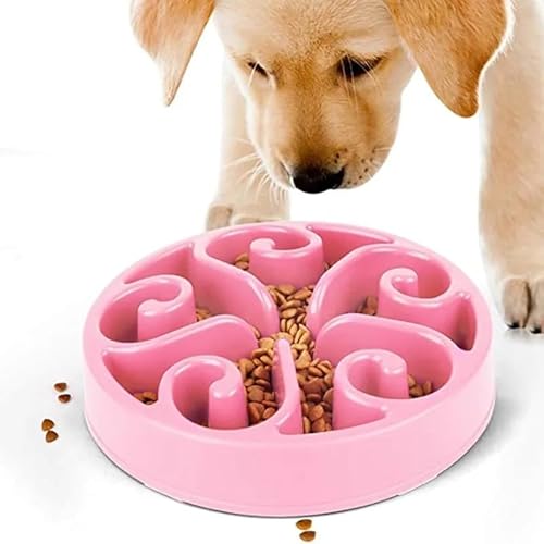 DCNIYT Futternapf für Hunde, lustig, rutschfest, rutschfest, langsamer Futternapf, umweltfreundlich, für große, mittelgroße und kleine Hunde, Welpen (Farbe: Rosa, Größe: 20 x 4,5 cm) von DCNIYT