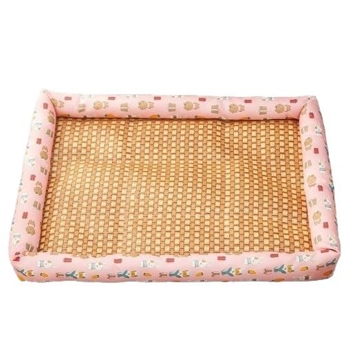 DCNIYT Haustier-Sommermatte, kühlendes Sofa, atmungsaktiv, feuchtigkeitsbeständig, Rattan-Katzenmatte (rosa Kaninchen, XL) von DCNIYT