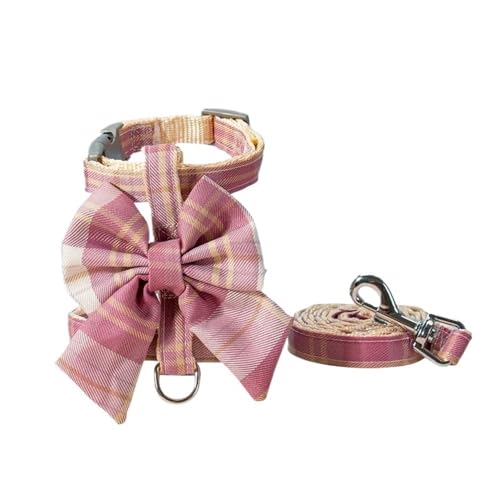 DCNIYT Katzen- und Hundehalsband, niedliches Haustiergeschirr mit Brustgurt, Zugseil, Katzenkleidung, Weste, Prinzessin, Welpen, Kätzchen-Zubehör (Farbe: Rosa, Größe: S) von DCNIYT