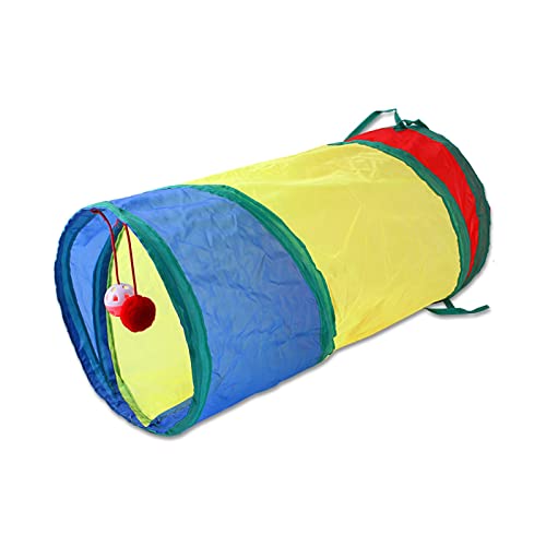 Katzentunnel für Den Innenbereich, Interaktiver Regenbogen-Spieltunnel für Haustiere, Kätzchentunnel, Spielzeuglabyrinth für Kleine Haustiere, Hunde, 50 Cm/120 cm(Kleiner Tunnel) von DCQRY