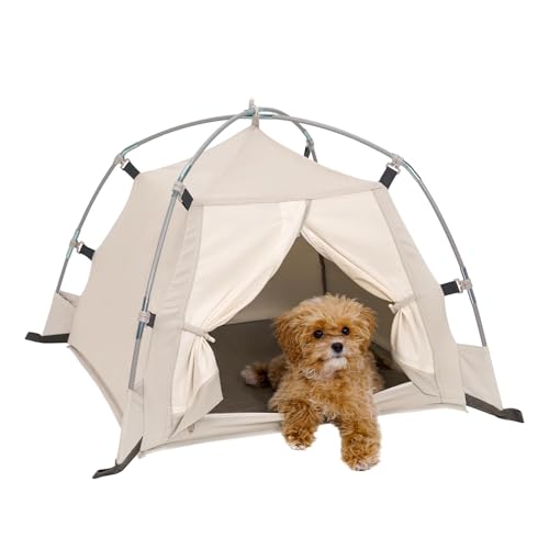 DDASUMMI Tragbares Haustier Tipi Wasserdicht & Langlebig PE Bodenmatte Hund & Katzenhaus für Indoor/Outdoor, Camping Hundezelt Stabil und Bequem für Haustiere (Grau, M) von DDASUMI