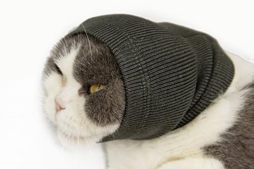 DDFS Haustier-Kapuzenpullover ohne Klappen, beruhigender Kapuzenpullover für Hunde und Katzen, Angst- und Stressabbau, Katzenohrwickel, Verletzungen, Grau, Größe S von DDFS