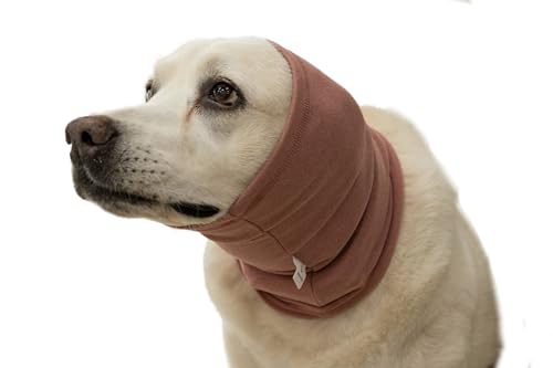 DDFS Hund Gehörschutz Hut Snood für Hunde Gehörschutz Klappe Kopf Wrap zur Geräuschunterdrückung Hund Hals und Ohren Hund Beruhigende Ohrabdeckung Rosa L von DDFS