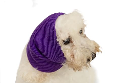 DDFS Hunde-Ohrwickel ohne Klappen, beruhigender Kapuzenpullover für Hunde und Katzen, Angst- und Stressabbau, Ohrenklappen für Operationen, Erholung, Lila, Größe M von DDFS
