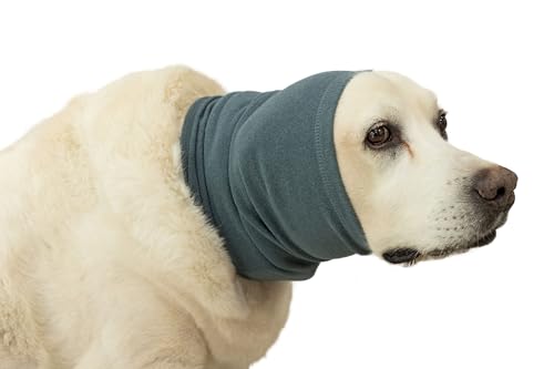 DDFS Hunde-Ohrwickel ohne Klappen, beruhigender Kapuzenpullover für Hunde und Katzen, Angst- und Stressabbau, Ohrenklappen für Operationen, Marineblau, Größe L von DDFS