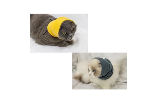 DDFS Katzen-Badezubehör Keine Klappe Ohrenschützer Hoodie Wrap Leise Ohren Noise Cancelling Kopfhörer Klein Gelb+Aqua Blau S von DDFS