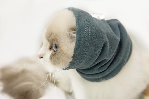 DDFS Katzen-Ohrwickel ohne Klappen, beruhigender Kapuzenpullover für Hunde und Katzen, Angst- und Stressabbau, keine Ohrwickel für Katzen, Marineblau, Größe S von DDFS