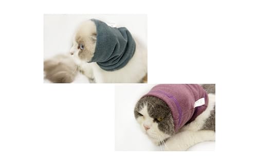 DDFS Pet Snood Hoodie Hunde-Kapuzenpullover ohne Klappe Hundeohrwickel leise Ohrenschützer Geräuschunterdrückung Kopfhörer für Hunde kleiner Eimer Lila+Aquablau S von DDFS