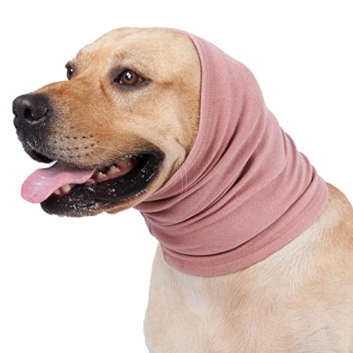 DDFS Snood für Hunde Gehörschutz Haustier Ohrenklappe Kopfwickel zur Geräuschunterdrückung Hund Hals und Ohren Hund Beruhigende Ohrabdeckung Rosa M von DDFS