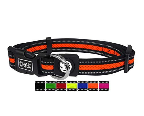 DDOXX Reflektierendes Airmesh Hundehalsband - Stabiles und Verstellbares Welpenhalsband für alle Größen - L (Orange) von DDOXX