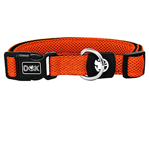 DDOXX Airmesh Hundehalsband - Stabiles und Verstellbares Welpenhalsband für alle Größen - S (Orange) von DDOXX