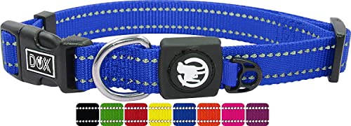 DDOXX Reflektierendes Nylon Hundehalsband - Stabiles und Verstellbares Welpenhalsband für alle Größen - M (Blau) von DDOXX