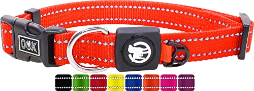 DDOXX Reflektierendes Nylon Hundehalsband - Stabiles und Verstellbares Welpenhalsband für alle Größen - L (Orange) von DDOXX