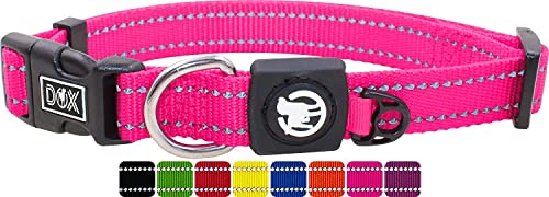 DDOXX Reflektierendes Nylon Hundehalsband - Stabiles und Verstellbares Welpenhalsband für alle Größen - XS (Pink) von DDOXX