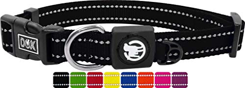 DDOXX Reflektierendes Nylon Hundehalsband - Stabiles und Verstellbares Welpenhalsband für alle Größen - S (Schwarz) von DDOXX