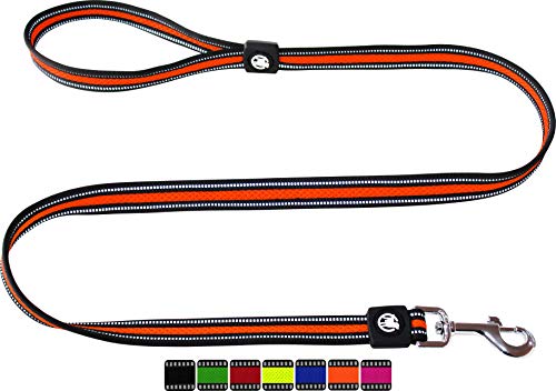 DDOXX Reflektierende Airmesh Hundeleine - 120 cm, Training Führleine Hund mit gepolsterter Handschlaufe für alle Hundegrößen - S (Orange) von DDOXX