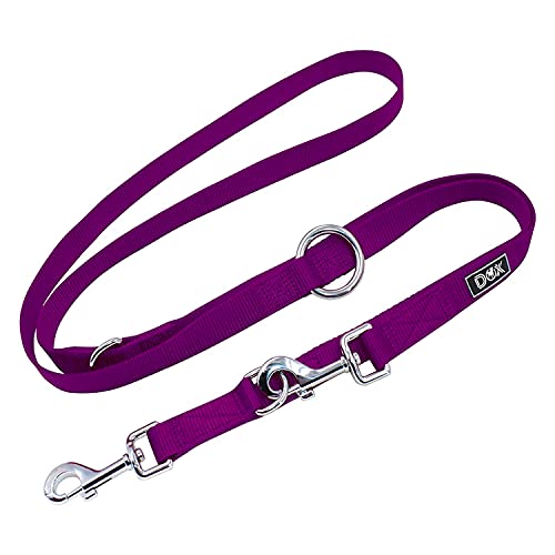 DDOXX Hundeleine Nylon, 3fach verstellbar, 2m | für kleine & große Hunde | Doppel-Leine Zwei Hund Katze Welpe | Schlepp-Leine groß | Führ-Leine klein | Lauf-Leine Welpen-Leine | S, Lila von DDOXX