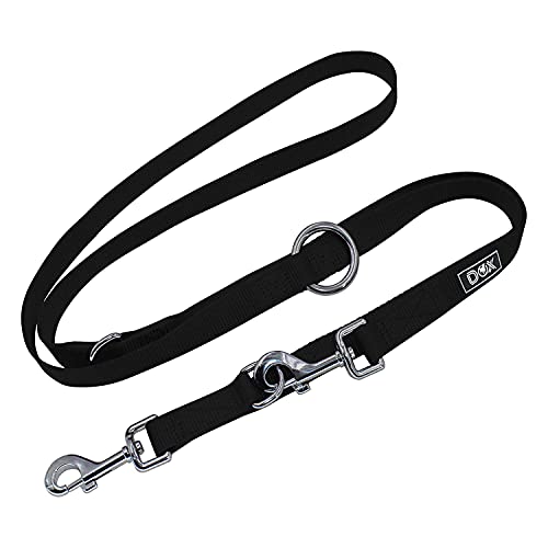 DDOXX Hundeleine Nylon, 3fach verstellbar, 2m | für kleine & große Hunde | Doppel-Leine Zwei Hund Katze Welpe | Schlepp-Leine groß | Führ-Leine klein | Lauf-Leine Welpen-Leine | S, Schwarz von DDOXX