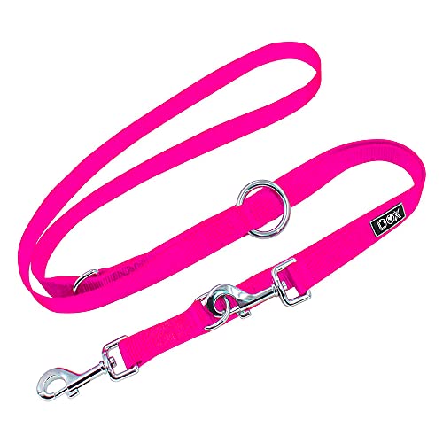 DDOXX Nylon Hundeleine - 2m, 3fach verstellbare Hundeleine für alle Hundegrößen - M (Pink) von DDOXX