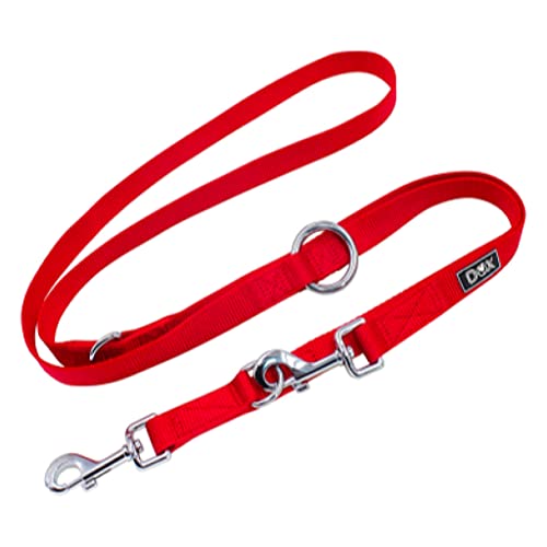 DDOXX Nylon Hundeleine - 2m, 3fach verstellbare Hundeleine für alle Hundegrößen - M (Rot) von DDOXX