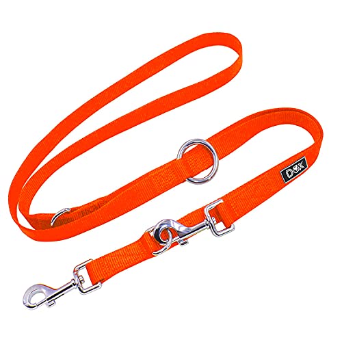 DDOXX Nylon Hundeleine - 2m, 3fach verstellbare Hundeleine für alle Hundegrößen - XS (Orange) von DDOXX