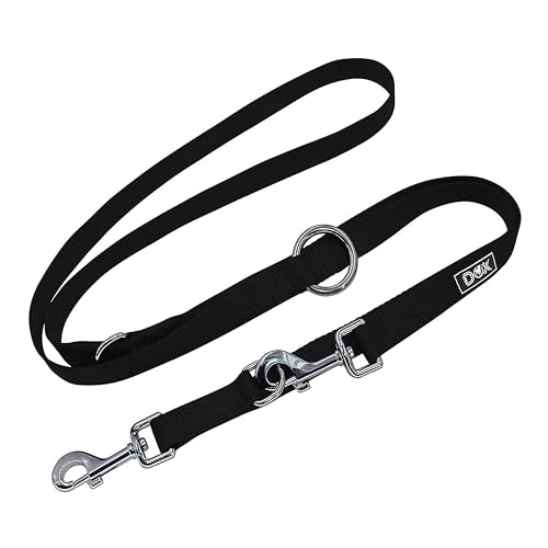 DDOXX Nylon Hundeleine - 2m, 3fach verstellbare Hundeleine für alle Hundegrößen - XS (Schwarz) von DDOXX