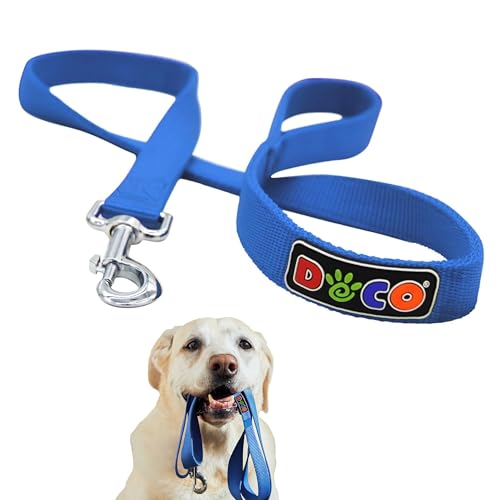 DDOXX Hundeleine 120cm mit Handschlaufe – Robuste & Bequeme Führleine für Hunde – Leine Hund Kleine Hunde, Hundeleine Mittelgroße, Karabiner Hundeleine - Blau von DDOXX