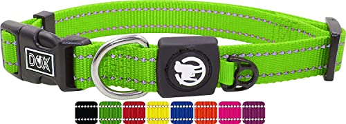 DDOXX Reflektierendes Nylon Hundehalsband - Stabiles und Verstellbares Welpenhalsband für alle Größen - S (Grün) von DDOXX