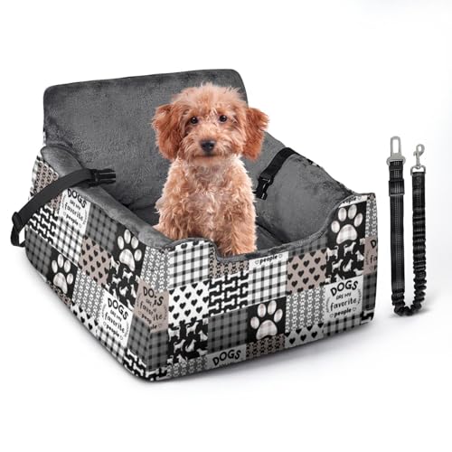 Hunde-Autositze für kleine, mittelgroße Hunde, Autositz für Auto, lustig, flauschig, für Welpen unter 11,8 kg, mit weichem Plüschkissen und waschbarem, abnehmbarem Bezug von DDPODNQAK