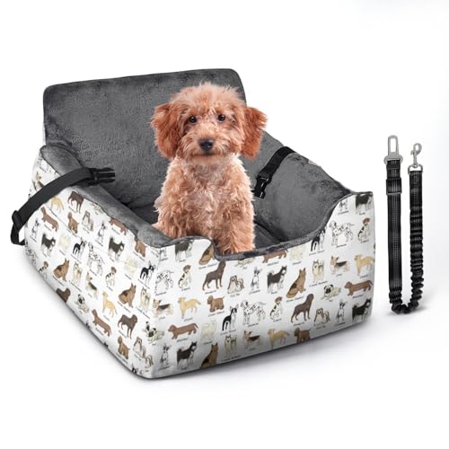 Hunde-Autositze für kleine, mittelgroße Hunde, Autositz für Auto, lustig, flauschig, für Welpen unter 12,2 kg, mit weichem Plüschkissen und waschbarem, abnehmbarem Bezug von DDPODNQAK