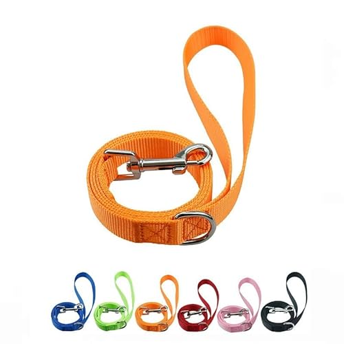 DDSColour Hundeleine Nylon 1.5m-1.8m für das Training der kleinen, mittleren und großen Haustierleine mit Weich Gepolsterter Griff und Metallhaken, Robuste Leine Hund für Kleine Hunde Orange von DDSColour