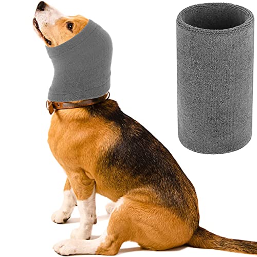 Hunde-Schlauch, Gehörschutz, weicher Haustierwärmer, Hoodie, Schutz, Nackenband, Hut, Angstlinderung, Stirnband für Komfort, Beruhigung, Geräuschstellen, Ohrenschützer (Grau S) von DDSHUN