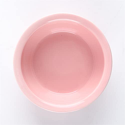 Keramik Welpe Katze Hund Hundeschüssel Einzelne und doppelte Lebensmittelschüssel zum Essen und Trinken mit Holzrahmen Haustiere liefert Durable (Color : Pink Bowl) von DDSP