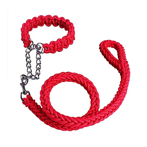 Lovely 8 Farben Geflochtene Nylon Hundeleine Seil Walking Training Haustier Hundehalsband Leine for Große Hunde S-XL (Color : Red, Size : XL) von DDSP