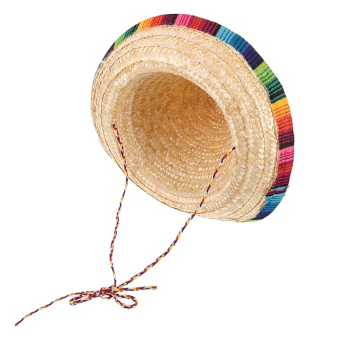 DEARMAMY Karnevals Hüte Hundemützen Mexikanischer Hut Hüte Für Katzen Fiesta-party-dekorationen Sombrero-hüte Mini-hüte Mexikanischer Sombrero-hut Cinco De Mayo-dekorationen Stroh Beige von DEARMAMY