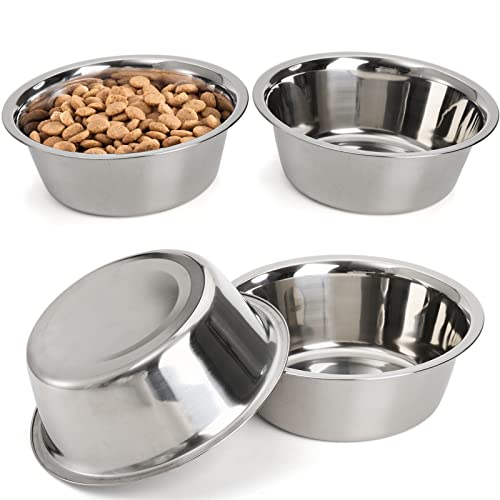 DEAYOU 4 Stück Hunde und Katzennapf aus Edelstahl, Futter- und Wassernapf aus Metall, 21cm Grundfutternapf für Hunde, 1,3L Ersatznapf für erhöhten Stand, Kätzchen, Welpe, spülmaschinenfest von DEAYOU