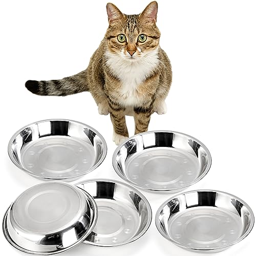 DEAYOU Futternapf für Katzen und Hunde, Edelstahl, Futter- und Wassernapf, 17,8 cm, einfacher Futternapf für Kätzchen, Welpen, flacher und breiter Ersatznapf für Haustiere, erhöhter Ständer, von DEAYOU