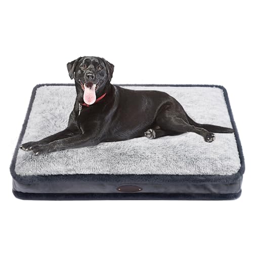 DEBANG HOME Großes Hundebett für große Hunde, mittleres Hundebett, kleines Hundebett, wasserdichtes Hundebett,Abnehmbarer und waschbarer Bezug, weiche langhaarige Hundematte von DEBANG HOME