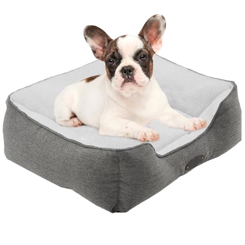 DEBANG HOME Hundebett für mittelgroße Hunde, Katzenbett, beruhigendes Hundebett, bequem, langlebig, mit wendbarem und waschbarem Kissen, Grau (M, Grau) von DEBANG HOME