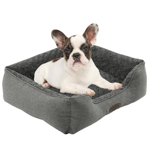 DEBANG HOME Hundebett für mittelgroße und kleine Hunderassen, weiches Hundehüttenbett, Deluxe-Plüsch-Hundekäfig-Bett, bequem, langlebig, waschbares, rechteckiges Hundebett und rutschfeste Unterseite von DEBANG HOME