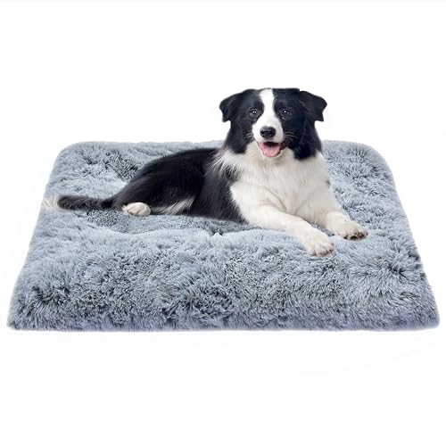 DEBANG HOME Hundebett für mittelgroße und kleine Hunderassen, weiche und bequeme Hundebett-Matten, waschbare Plüsch-Hundekäfigmatte, Deluxe-Plüsch-Anti-Rutsch-Haustierbett-Matten, Fulffy Kennel Pad von DEBANG HOME